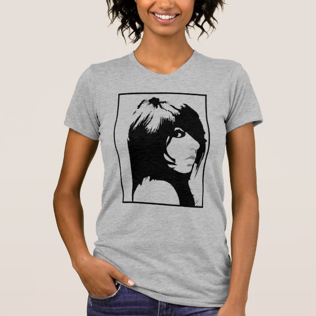 Anika in Black and White T-Shirt (Front)