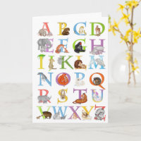 Animal ABC birthday card (blue version)