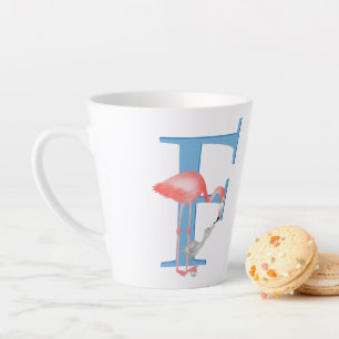 Animal ABC F is for flamingo latte mug