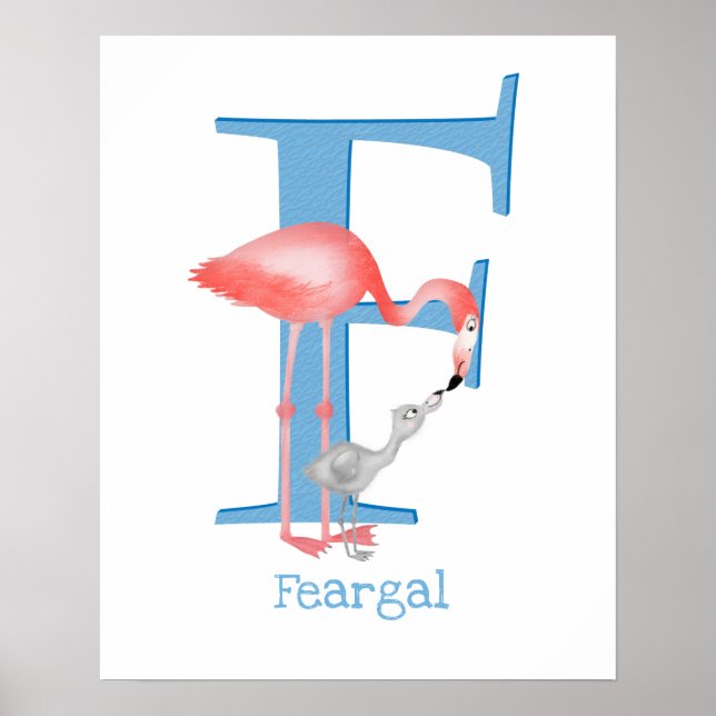 Animal ABC F is for flamingo print (Front)