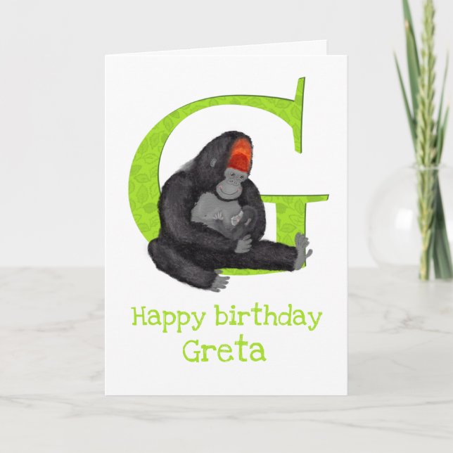 Animal ABC G is for gorilla birthday card (Front)