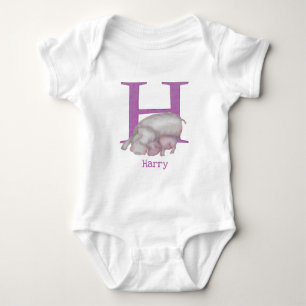 Animal ABC H is for hippo baby bodysuit