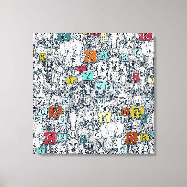animal ABC indigo multi Canvas Print (Front)