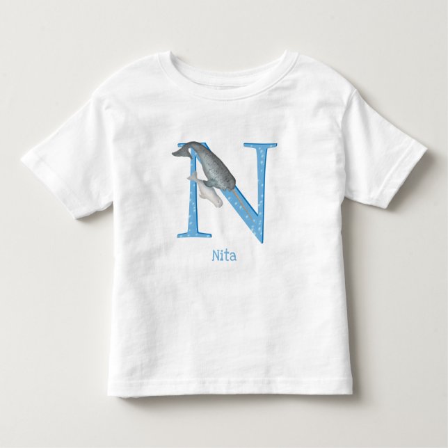 Animal ABC N is for narwhal T-shirt (Front)