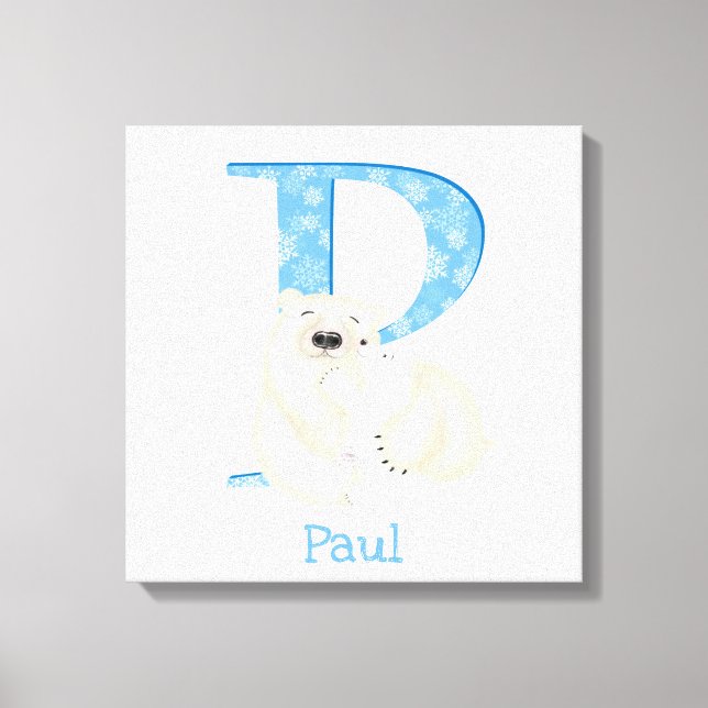 Animal ABC P is for polar bear canvas print (Front)