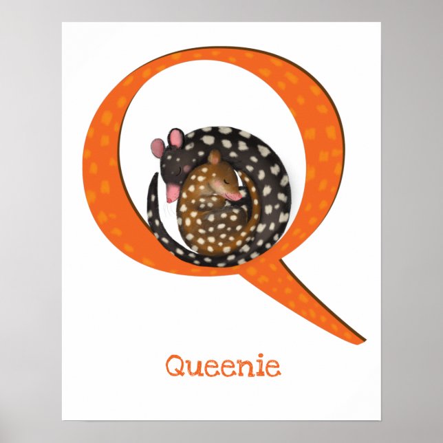 Animal ABC Q is for quoll print (Front)