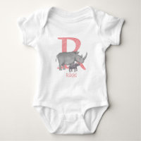 Animal ABC R is for rhino baby bodysuit