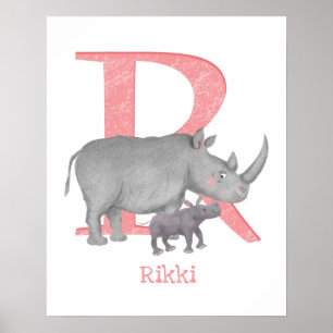 Animal ABC R is for rhino print