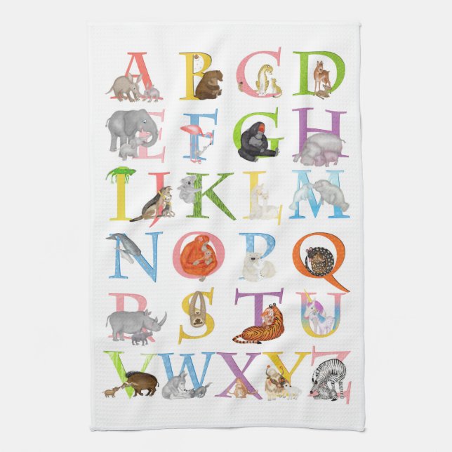 Animal ABC tea towel (Vertical)
