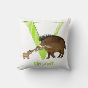Animal ABC V is for Visayan warty pig cushion