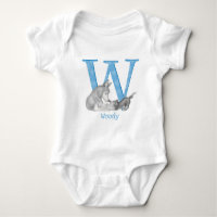 Animal ABC W is for wolf baby bodysuit