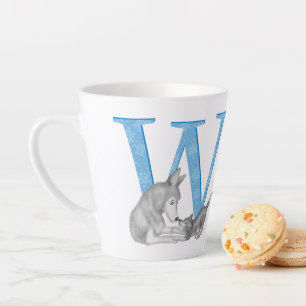 Animal ABC W is for wolf latte mug