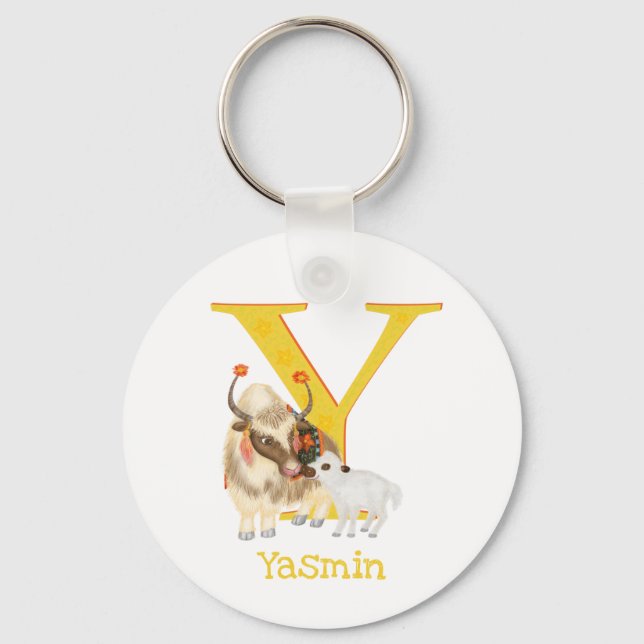 Animal ABC Y is for yak key ring (Front)