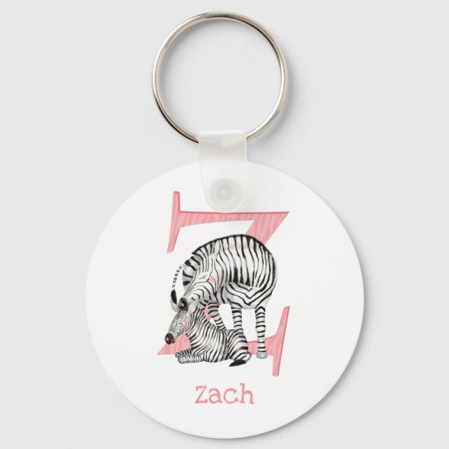 Animal ABC Z is for zebra key ring (Front)