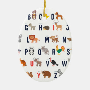 Animal ABCs - Alphabet Ceramic Tree Decoration