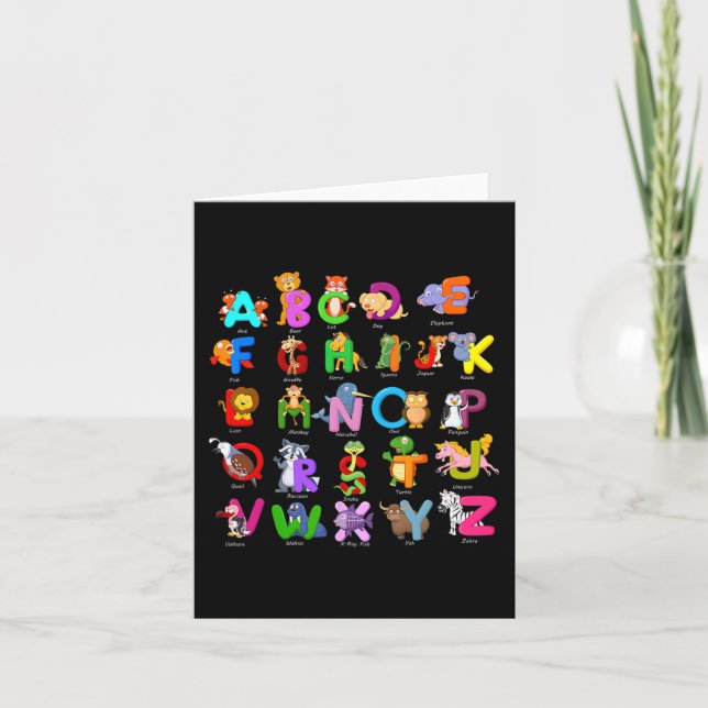 Animal Abcs Learning Kindergarten School Teacher  Card (Front)