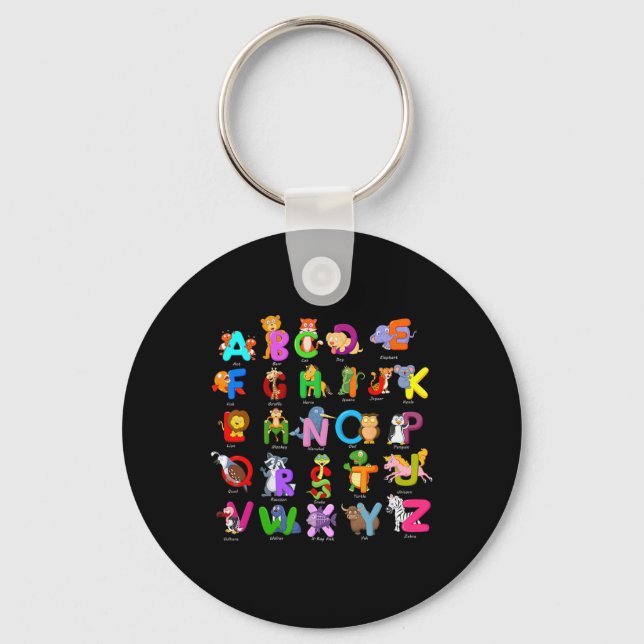 Animal Abcs Learning Kindergarten School Teacher  Key Ring (Front)