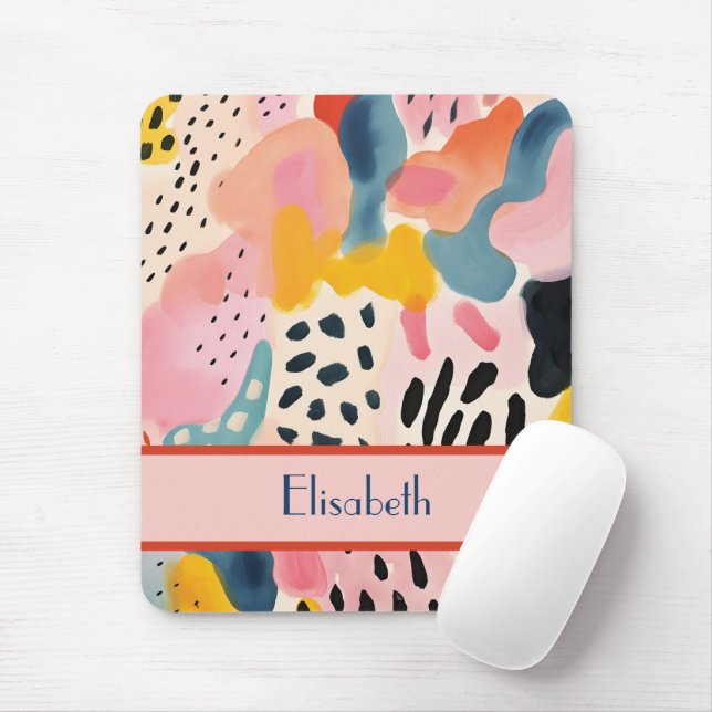 Animal Abstract Modern Retro Coloful Mouse Pad (With Mouse)