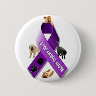 Animal Abuse Awareness Ribbon 6 Cm Round Badge