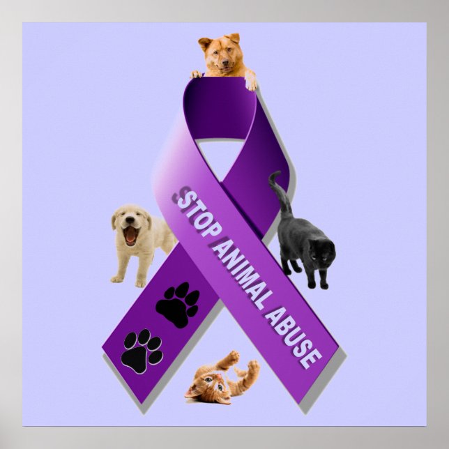 Animal Abuse Awareness Ribbon (Stop Animal Abuse) Poster (Front)