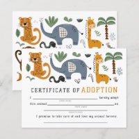 Animal Adoption Certificate Two Wild Safari Kids