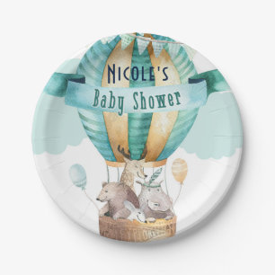Animal Adventure Watercolor Boho Baby Shower Paper Plate