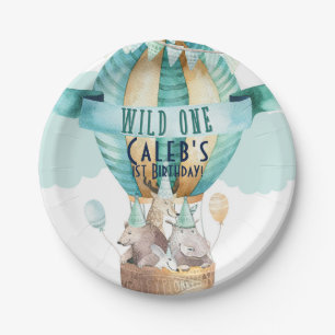 Animal Adventure Watercolor Boho WILD ONE 1 1st Paper Plate