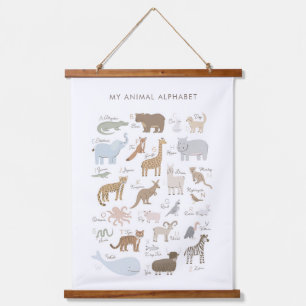 Animal Alphabet ABC Kids Room Decor Hanging Tapestry