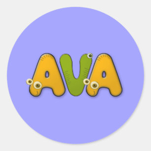 animal alphabet Ava Classic Round Sticker