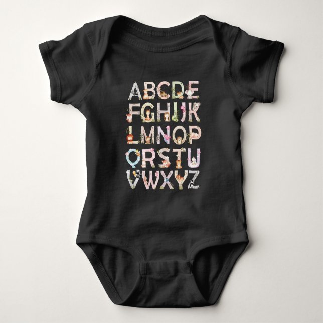 Animal Alphabet  Baby Bodysuit (Front)