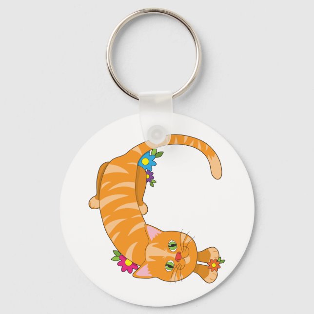 Animal Alphabet Cat Key Ring (Front)