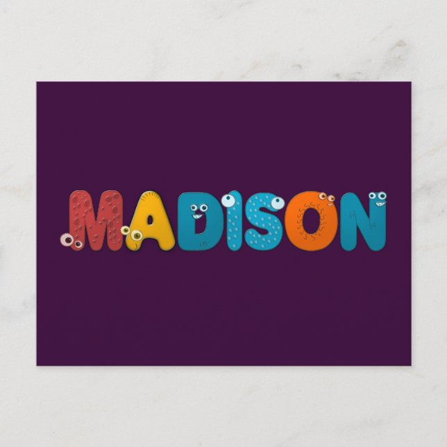 animal alphabet Madison Postcard (Front)