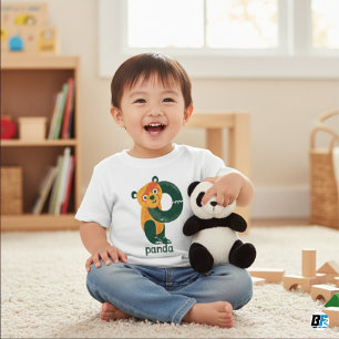 Animal Alphabet P For Panda Baby T-Shirt