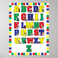 Animal Alphabet Poster (Primary Colours) Print