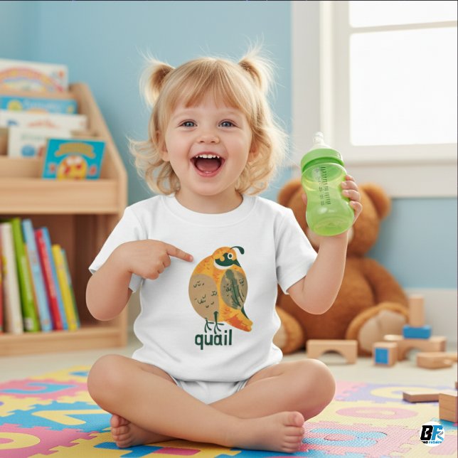 Animal Alphabet Q For Quail Baby T-Shirt (Creator Uploaded)