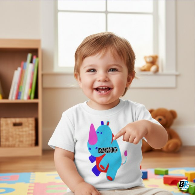 Animal Alphabet R Fir Rhino Baby T-Shirt (Creator Uploaded)