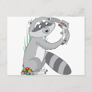 Animal Alphabet Racoon Postcard