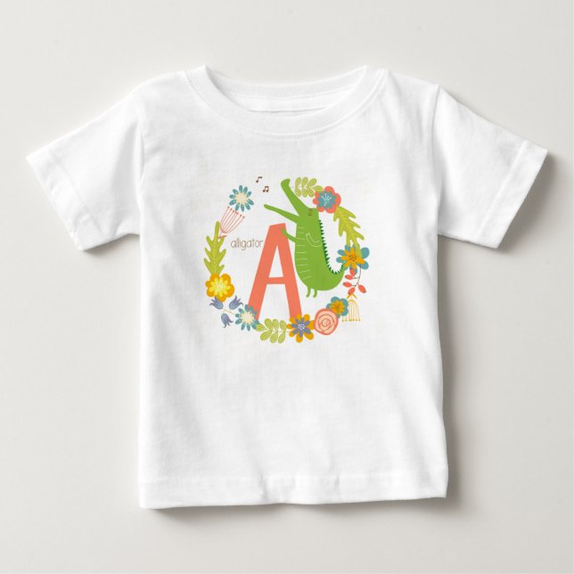 Animal Alphabet Series Alligator Letter A   Baby T-Shirt (Front)