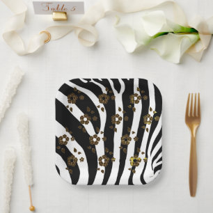 Animal and Floral Design Paper Plate
