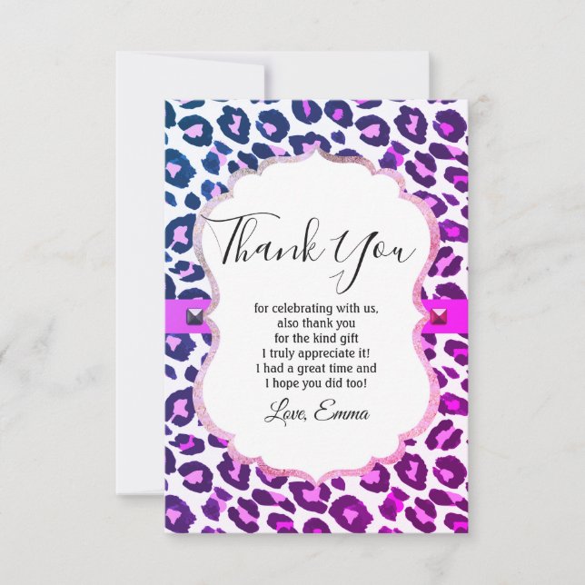 Animal, animal print, Leopard ,cheetah thank you Invitation (Front)