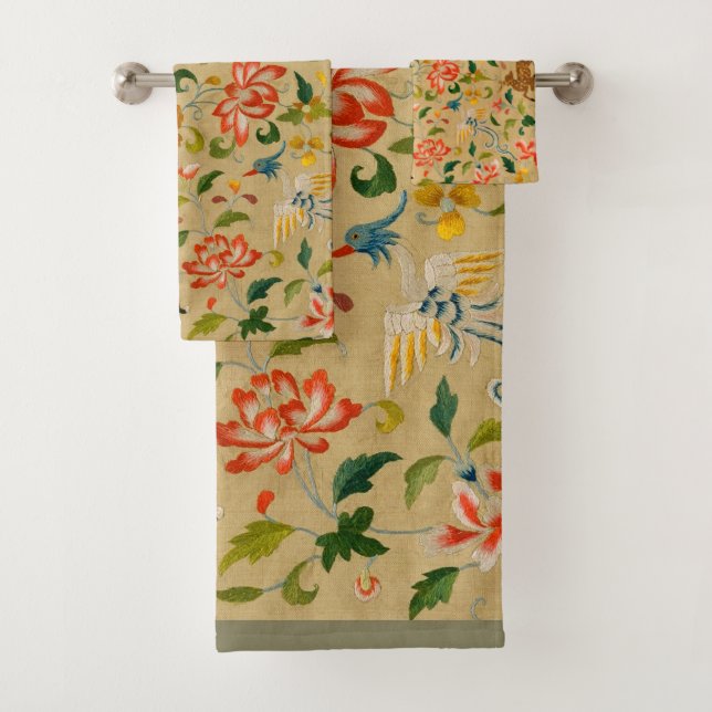 Animal Antique Horse Bird Deer Rabbit Bath Towel Set (Insitu)