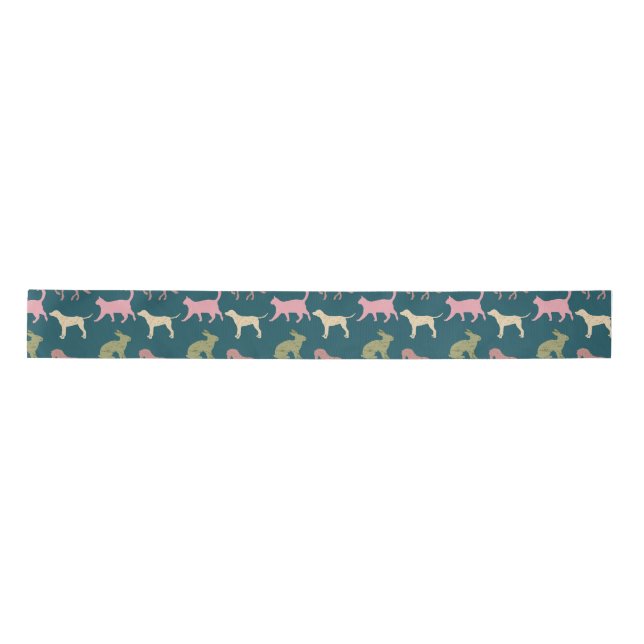 Animal Art Pattern Dog Colour Patterns Cartoon Dog Satin Ribbon (Front)