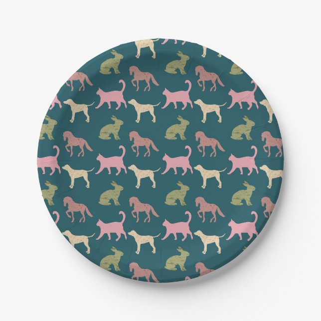 Animal Art Pattern Dog Colour Patterns Cartoon Paper Plate (Front)