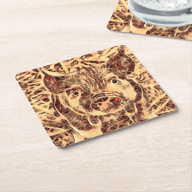 Animal ArtsStudio- amazing piglet Square Paper Coaster (Angled)