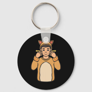 Animal Asl Hand Gesture Deaf Hearing Loss Awarenes Key Ring