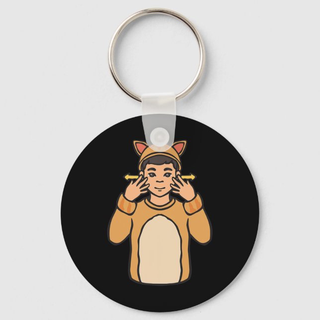 Animal Asl Hand Gesture Deaf Hearing Loss Awarenes Key Ring (Front)