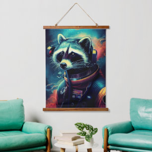 Animal Astronaut Space walk, Universe, racoon Hanging Tapestry