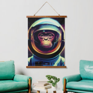 Animal Astronaut Space walk, Universe, space, ape Hanging Tapestry