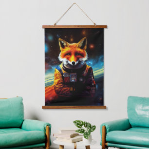 Animal Astronaut Space walk, Universe, space, fox  Hanging Tapestry