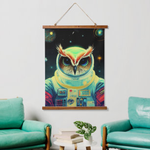 Animal Astronaut Space walk, Universe, space, owl  Hanging Tapestry